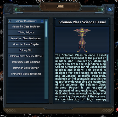 video game screenshot of Lore on Spacecraft