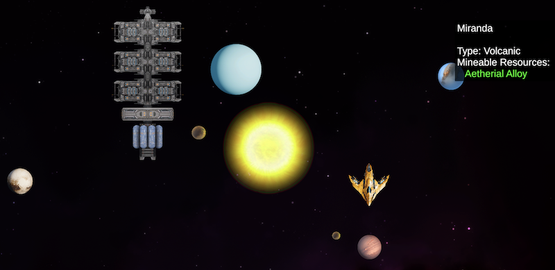 video game screenshot of a star system and a couple of ships